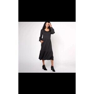 Denim & Co. Canyon Retreat Easy Midi Boot Dress Washed Black Xs